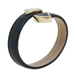 Bvlgari Divas' Dream Enamel Leather Gold Tone Metal Cuff Bracelet 