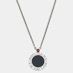 Pre Owned Bvlgari Save the Children Onyx Ruby Sterling Silver Necklace