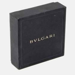 Bvlgari Black Leather Interlocking Circles Charm Open Cuff Bracelet