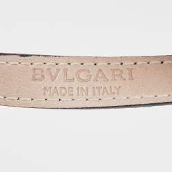 Pre Owned Bvlgari Black Leather Interlocking Rings Double Coiled Bracelet