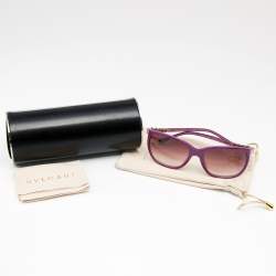 Bvlgari Purple Acetate 8136 Crystals Embellished Square Sunglasses
