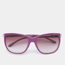 Bvlgari Purple Acetate 8136 Crystals Embellished Square Sunglasses