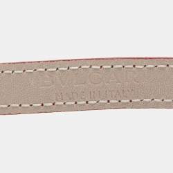 Pre Owned Bvlgari Red Leather Gold Tone Double Coiled Wrap Bracelet