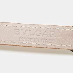 Bvlgari Tan Leather Gold Tone Double Coiled Wrap Bracelet