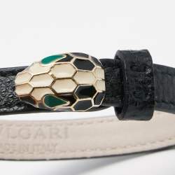 Bvlgari Black Leather Serpenti Forever Bracelet