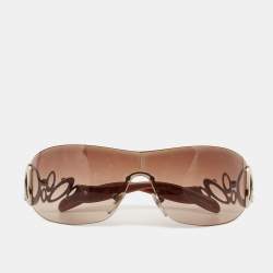 Pre Owned Bvlgari Crystal Embellished/ Brown Gradient 6029 Shield Sunglasses