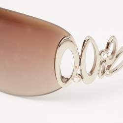 Pre Owned Bvlgari Crystal Embellished/ Brown Gradient 6029 Shield Sunglasses