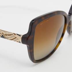 Bvlgari Havana Brown Brown Gradient 8174-B Emblished Polorized Butterfly Sunglasses
