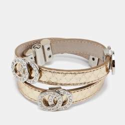 Bvlgari Metallic Karung Leather Double Coiled Bracelet