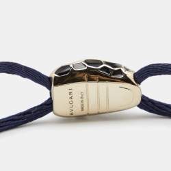 Bvlgari Serpenti Forever Hawk's Eye Grey & Black Enameled Cord Bracelet
