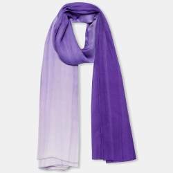 Bvlgari Purple Ombre Logo Cashmere & Silk Scarf