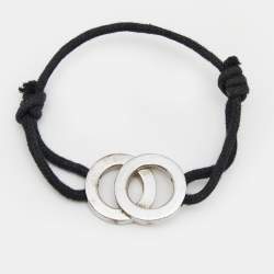 Bvlgari Bvlgari Interlocking Circles Sterling Silver Adjustable Cord Bracelet