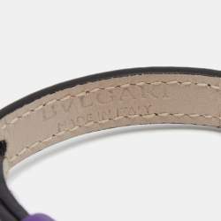 Bvlgari Scaglie Enamel Purple Leather Gold Plated Bracelet