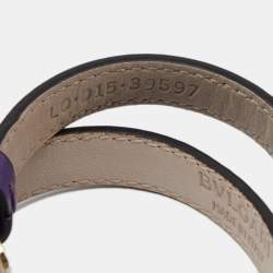Bvlgari Serpenti Forever Purple Leather Gold Tone Double Wrap Bracelet