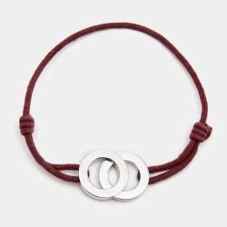 Bvlgari Bvlgari Interlocking Circles Sterling Silver Adjustable Cord Bracelet