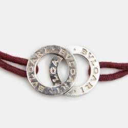 Bvlgari Bvlgari Interlocking Circles Sterling Silver Adjustable Cord Bracelet