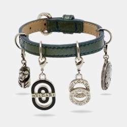 Bvlgari Green Patent Leather Multi Charms Bracelet