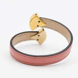 Bvlgari Divas' Dream Enamel Pink Leather Open Cuff Bracelet