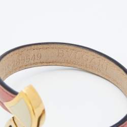 Bvlgari Divas' Dream Enamel Pink Leather Open Cuff Bracelet
