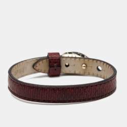 Bvlgari Serpenti Forever Snakeskin Leather Enamel Gold Tone Wrap Bracelet 
