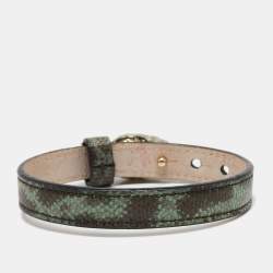 Bvlgari Serpenti Forever Snakeskin Leather Enamel Gold Tone Wrap Bracelet 