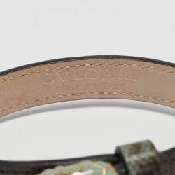 Bvlgari Serpenti Forever Snakeskin Leather Enamel Gold Tone Wrap Bracelet 
