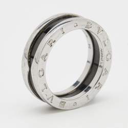 Bvlgari Save The Children Black Ceramic and Sterling Silver Ring Size EU 54
