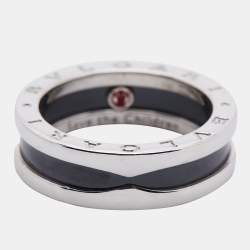 Bvlgari B-zero1 Save the Children Ceramic Sterling Silver Band Ring Size 57