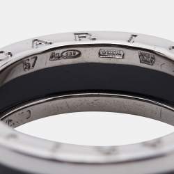 Bvlgari B-zero1 Save the Children Ceramic Sterling Silver Band Ring Size 57