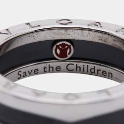Bvlgari B-zero1 Save the Children Ceramic Sterling Silver Band Ring Size 57