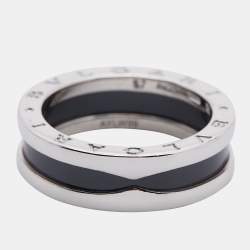 Bvlgari B-zero1 Save the Children Ceramic Sterling Silver Band Ring Size 57