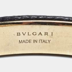 مملوكة مسبقًا Bvlgari Serpenti Forever Black Leather Open Cuff Bracelet 