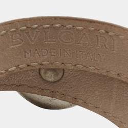 Pre Owned Bvlgari Vintage Brown Leather Multi Charms Double Wrap Bracelet