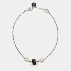 Pre Owned Bvlgari Save The Children Black Ceramic Sterling Silver Bracelet