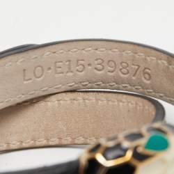 Bvlgari Serpenti Forever Enamel Snakeskin Leather Gold Tone Wrap Bracelet