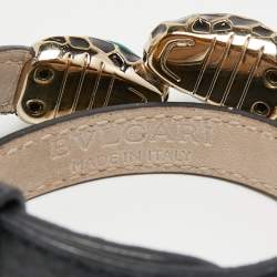 Bvlgari Serpenti Forever Enamel Snakeskin Leather Gold Tone Wrap Bracelet