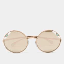 Pre Owned Bvlgari Rose Gold BV 6159 Mirrored Round Sunglasses