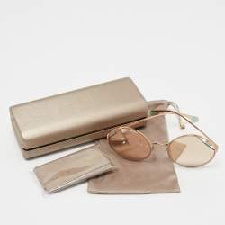 Pre Owned Bvlgari Rose Gold BV 6159 Mirrored Round Sunglasses