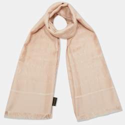 Pre Owned Bvlgari Blush Pink Logomania Silk Wool Stole