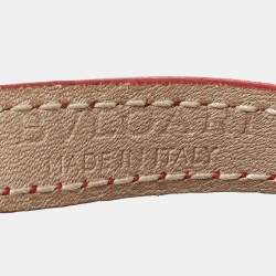 Pre Owned Bvlgari  Red Leather Double-Coiled Gold Tone Wrap Bracelet