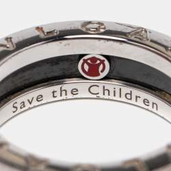 Bvlgari B.Zero1 Save The Children Ceramic Sterling Silver Ring Size 55