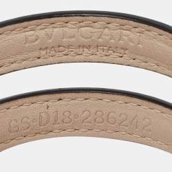 Pre Owned Bvlgari Serpenti Forever Enamel Leather Gold Tone Wrap Bracelet