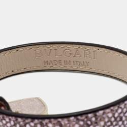 Pre Owned Bvlgari Serpenti Forever Metallic Pink Karung Leather Heart Charm Bracelet