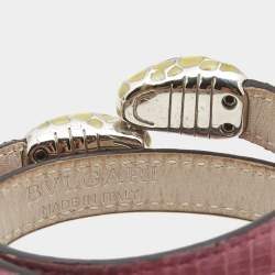 Bvlgari Serpenti Forever Enamel Leather Gold Tone Wrap Bracelet 