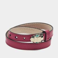 Bvlgari Serpenti Forever Enamel Leather Gold Tone Bracelet