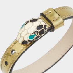 Bvlgari Serpenti Forever Golden Leather Enamel Gold Tone Bracelet