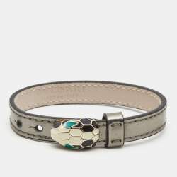 Bvlgari Serpenti Forever Leather Enamel Gold Tone Bracelet