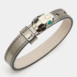 Bvlgari Serpenti Forever Leather Enamel Gold Tone Bracelet