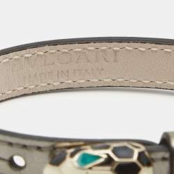 Bvlgari Serpenti Forever Leather Enamel Gold Tone Bracelet