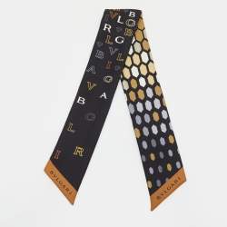 Tot Silk Monogram silk scarf in forest, Black